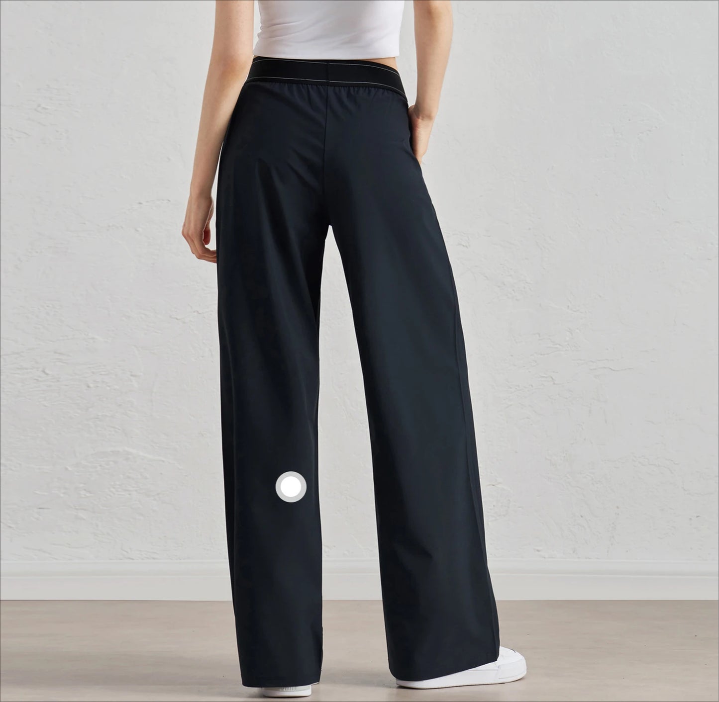 Women’s Summer Sports Yoga Pants – Wide Leg, Elastic Waist, Quick-Dry Black Fitness Trousers