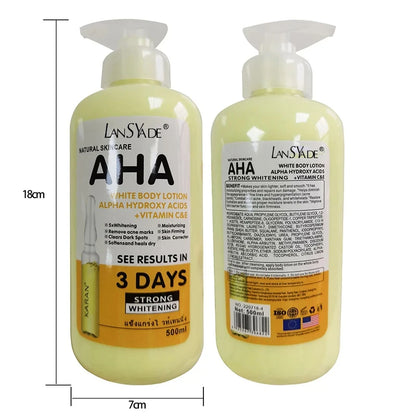 500ml Whitening Body Cream – AHA, Vitamin C&E Moisturizing Lotion for Acne Mark Removal & Skin Lightening