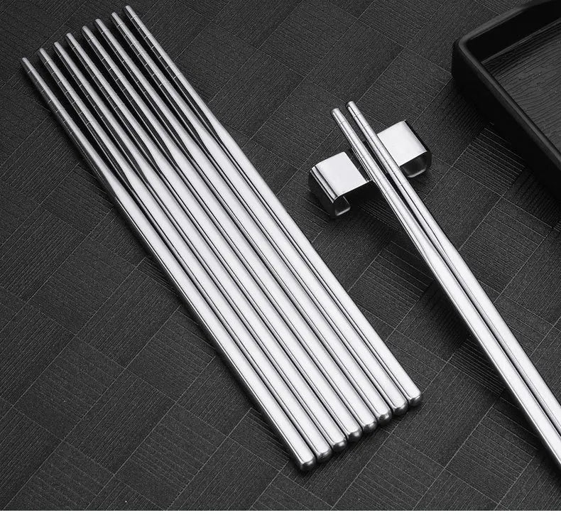 2–5 Pairs 304 Stainless Steel Chopsticks – Non-Slip Metal Sushi Sticks for Korean, Japanese & Chinese Food