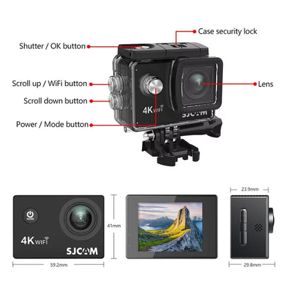 SJCAM SJ4000 Air Action Camera — 4K Video, 30M Waterproof, 2.4G WiFi Sports Cam for Bicycles & Motorcycles