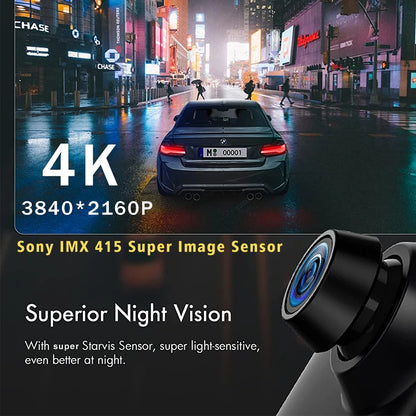10'' 4K Mirror Dash Cam with GPS & WiFi – Dual Lens Car DVR, IPS Screen, Rearview Streaming Recorder