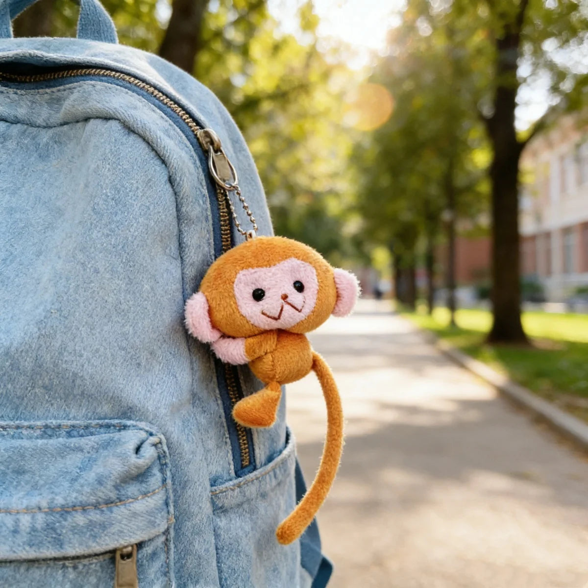 Long Tailed Monkey Plush Keychain - Cute Cartoon DIY Doll Pendant Backpack Accessory Gift for Kids & Girls