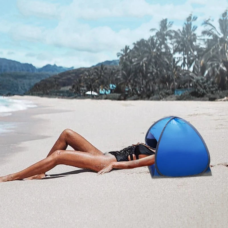 Beach Headrest Sunshade Tent – UV-Protecting Sunshelter, Automatic Open, Portable Outdoor Sunshade for Adults & Kids Camping