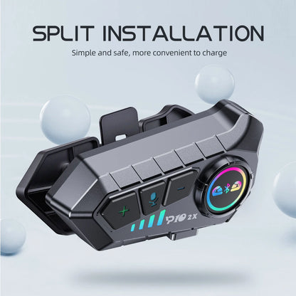 Kebidumei YP10 2X Wireless Bluetooth 5.3 Motorcycle Helmet Intercom – Waterproof Headset with 300m Range Speaker Earphones