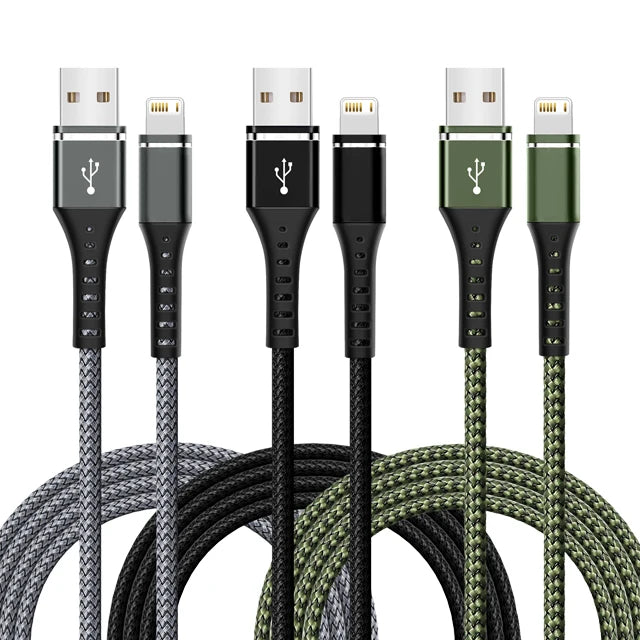 Original Lightning Cable USB – Fast Charging Wire for iPhone 14-6S Plus, X, XR, XS, 13, 12, 11 Pro Max, SE, Nylon Braided Charger Cord