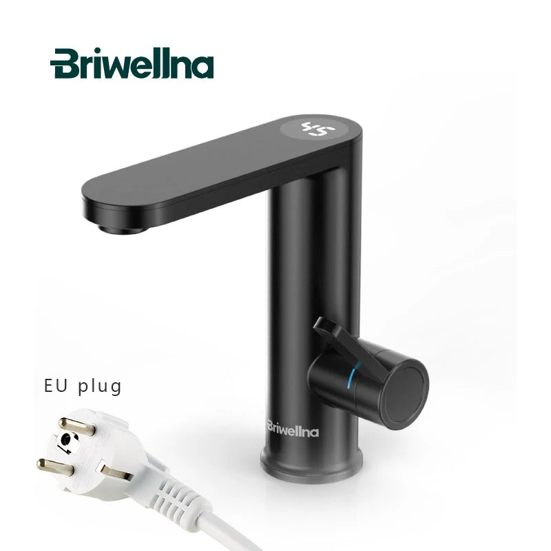 Briwellna Electric Water Heater Faucet - 2-in-1 Basin Tap Tankless Instant Hot Water Geyser 220V for Home Use