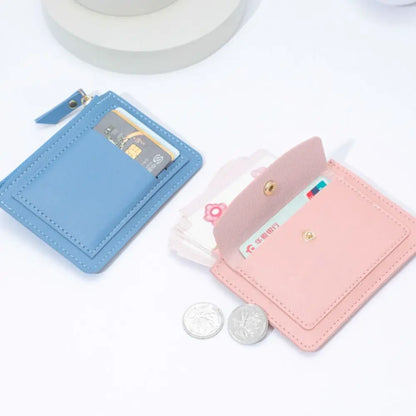 Stylish Short Coin Purse: PU Leather, Solid Color, Credit Card Holder, Zipper Wallet, Money Bag - Multi-Cards Holder
