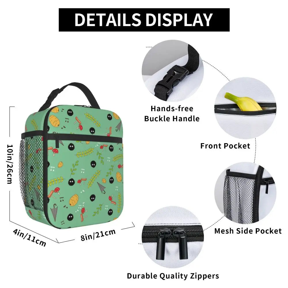 Totoro Miyazaki Anime Insulated Lunch Tote Bag – Portable Thermal Cooler for School & Office