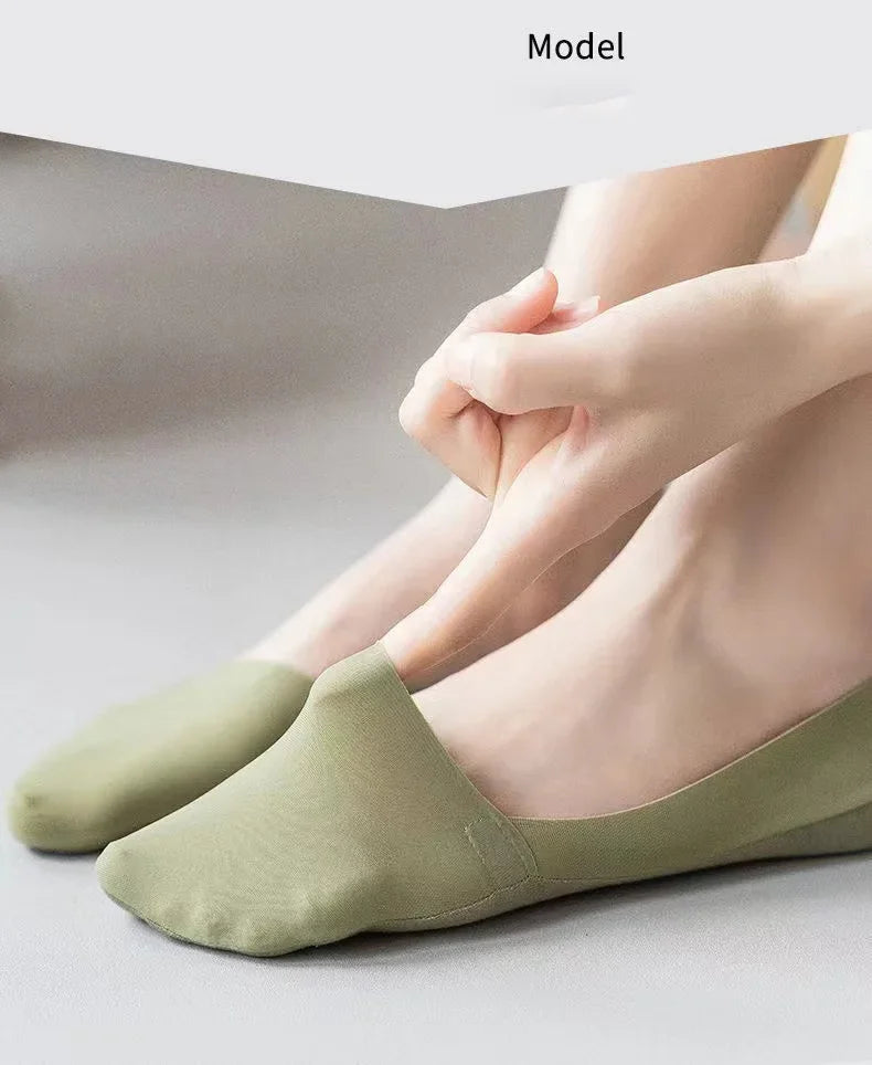 3 Pairs Women's Invisible Low-Cut Socks – Breathable Non-Slip Cotton No-Show Summer Socks