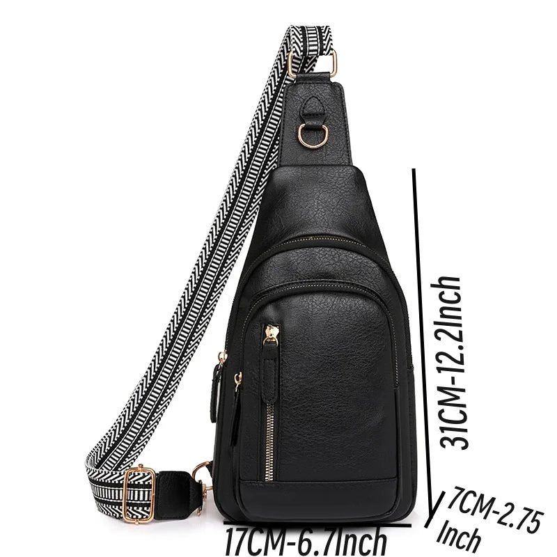 PU Women’s Chest Bag – Single Shoulder Crossbody Backpack with Large Capacity for Girls