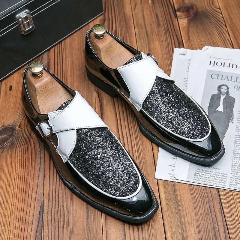 Men’s Gold Patent Leather Moccasins - Pointed Toe Luxury Business & Formal Dress Shoes