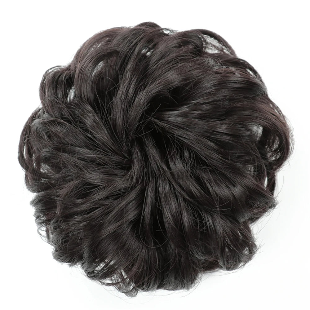 Azqueen Synthetic Messy Bun Chignon – Gray Brown Hair Bun Pad with Elastic Rope & Rubber Band Hair Extensions