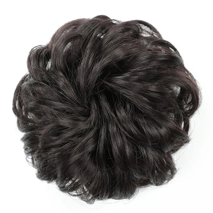 Azqueen Synthetic Messy Bun Chignon – Gray Brown Hair Bun Pad with Elastic Rope & Rubber Band Hair Extensions