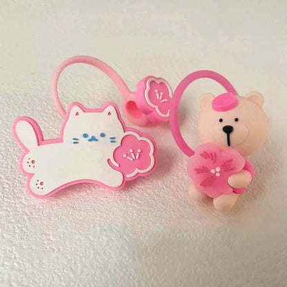 Cute Cartoon Bear Silicone Straw Covers – Dust Plug Cap for 7-8mm Large Caliber Drinking Cups