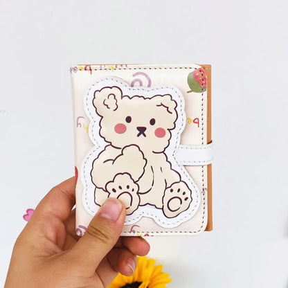 Cute Bear Women’s Wallet — Short Leather Coin Purse, Cartoon Card Holder, Three-Fold Clutch for Students
