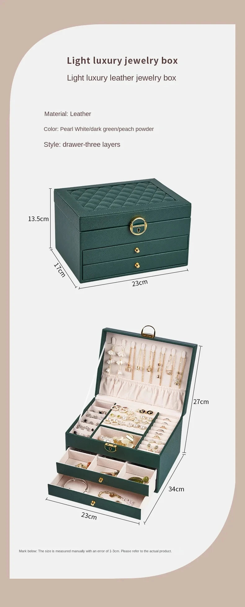 High-End Multi-Layer Jewelry Box – Large Capacity Drawer Organizer for Earrings and Accessories