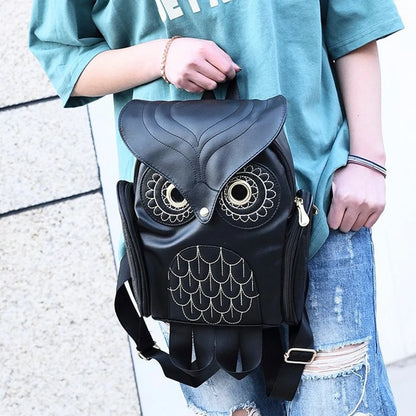 Embossed Owl Backpack: Cute Cartoon Animal PU Bag for Trendy Women - Fashionable Travel Companion