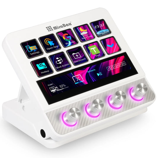MiraBox N4 Pro Stream Deck Controller - 10 Programmable LCD Keys with 500+ Plugins for Streaming & Editing