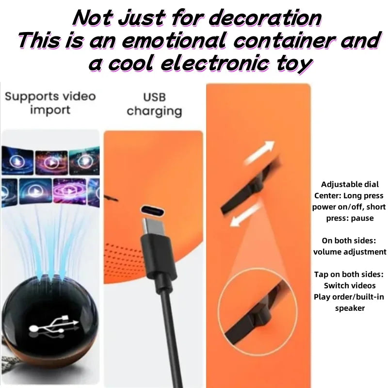 Customizable Video Glass Ball Lamp — DIY Spherical Pixel Display with Detachable Video & Sound Game Screen
