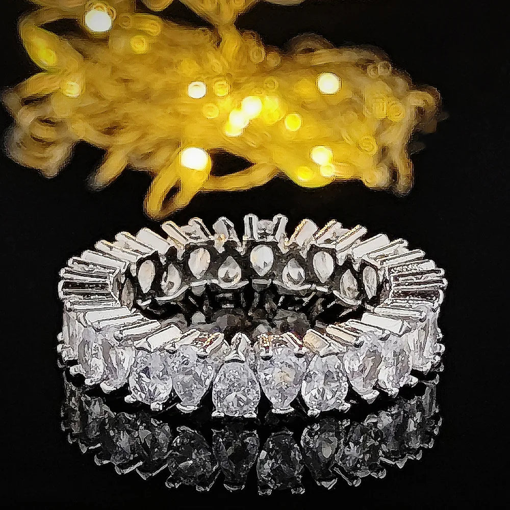 925 Sterling Silver Eternity Band Ring - CZ Diamond Promise Engagement Wedding Jewelry for Women & Men