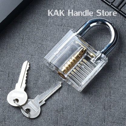 KAK Transparent Practice Padlock - DIY Cutaway Lock Picking Training Tool with Keys for Locksmith Practice