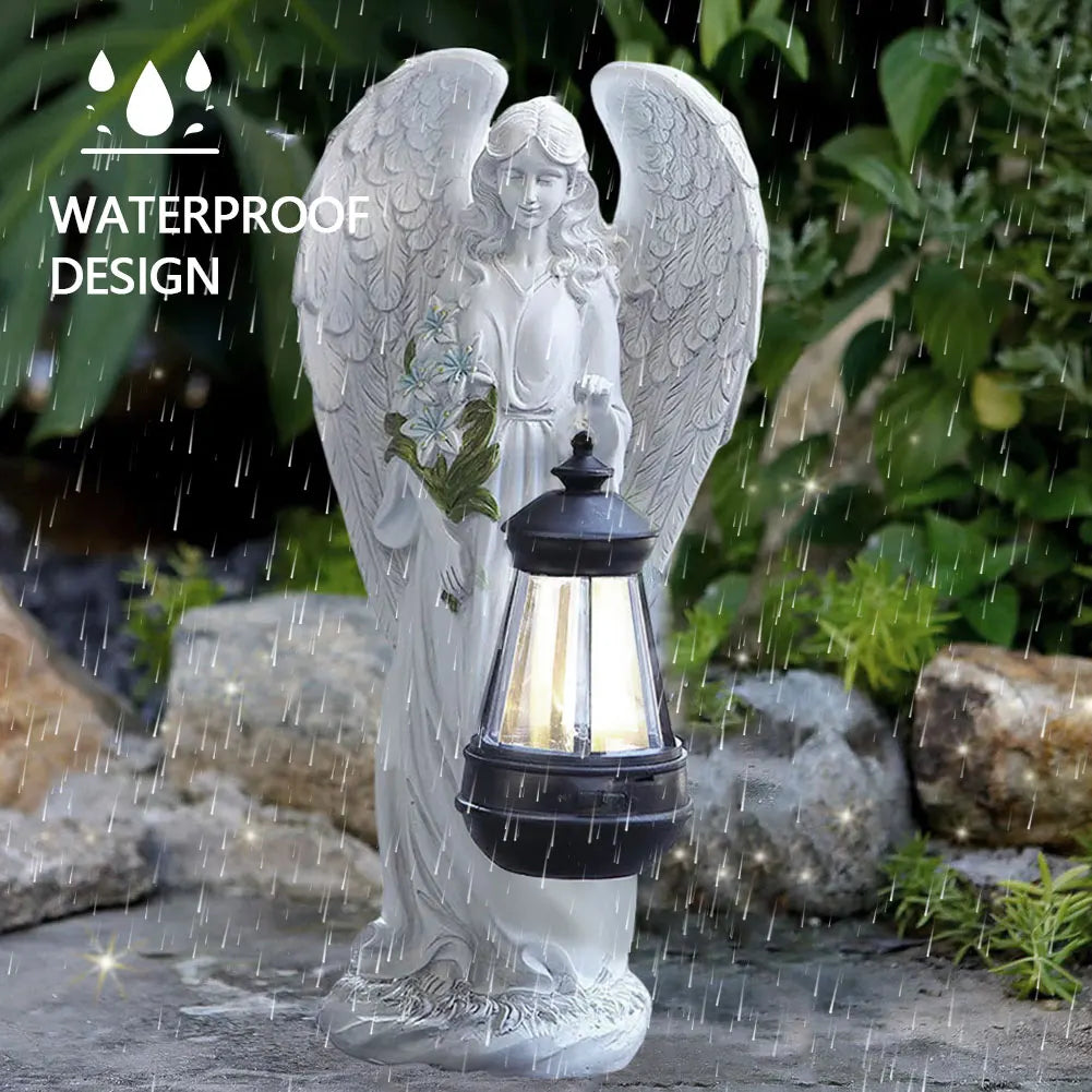 Solar Angel Garden Statue Lamp - Waterproof Fairy Figurine Light for Outdoor Yard, Patio & Lawn Decoration