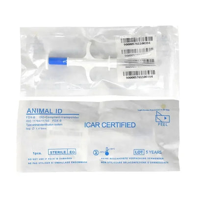 100-Pack EM4305 134.2KHz FDX-B Animal Microchip – International Standard Pet ID Chip with Syringe for Dogs