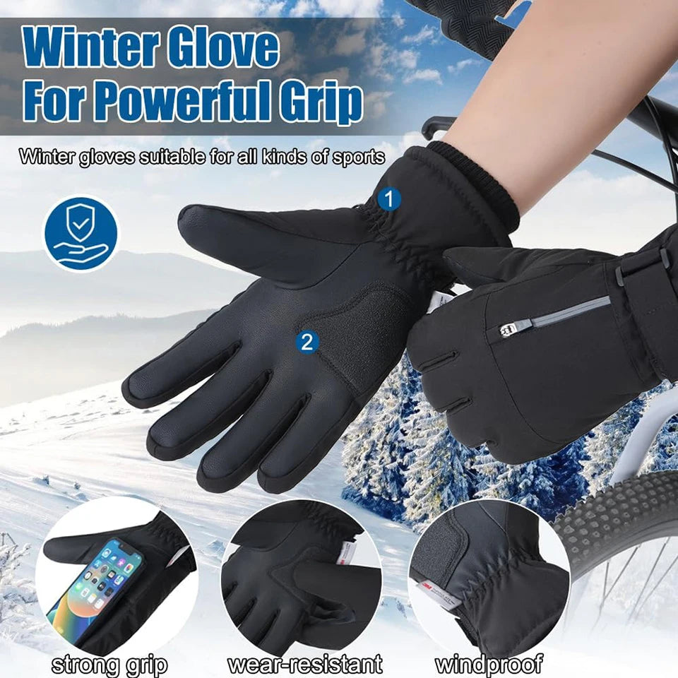 GOBYGO Winter Ski Gloves – Thick Waterproof Touchscreen Non-Slip Cold Weather Gloves with Extended Wrist for Men & Women