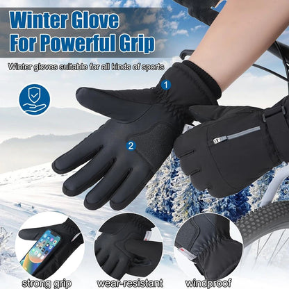 GOBYGO Winter Ski Gloves – Thick Waterproof Touchscreen Non-Slip Cold Weather Gloves with Extended Wrist for Men & Women