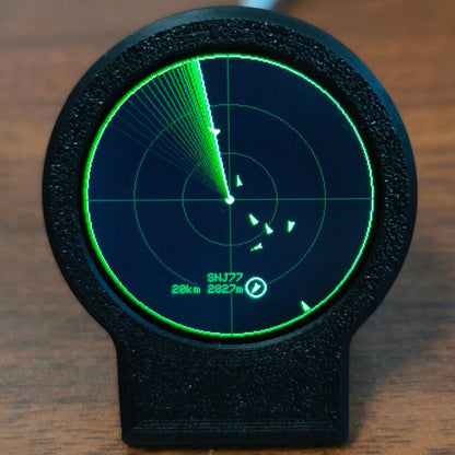 USB-C DeskRadar ADS-B Flight Tracker - Live Aircraft Tracking Gadget with Sonar Grid Display & 3D-Printed Case Decor