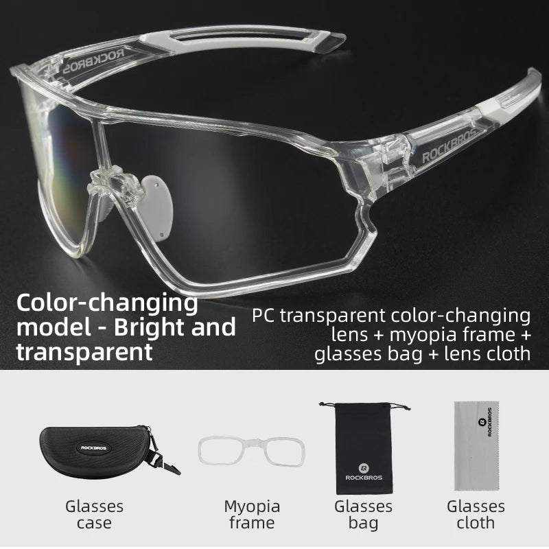ROCKBROS MTB/Road Bike Glasses – UV400 Polarized Photochromic Cycling Eyewear
