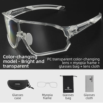 ROCKBROS MTB/Road Bike Glasses – UV400 Polarized Photochromic Cycling Eyewear