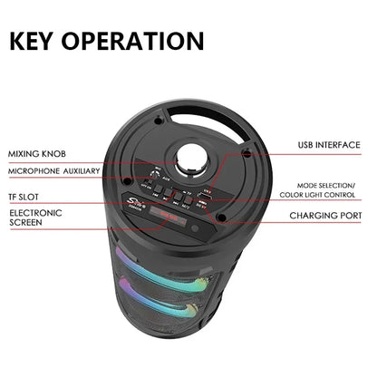 30W Portable Bluetooth Column Speaker – Big Power Stereo, Subwoofer Bass, Party & Family Karaoke, USB, Microphone Included