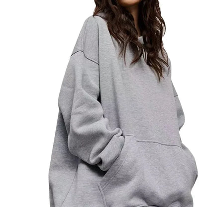 Oversized Hoodie Sweatshirt — Unisex Loose Fit, Drop Shoulder, Cuffed Sleeve Winter Casual Sportswear