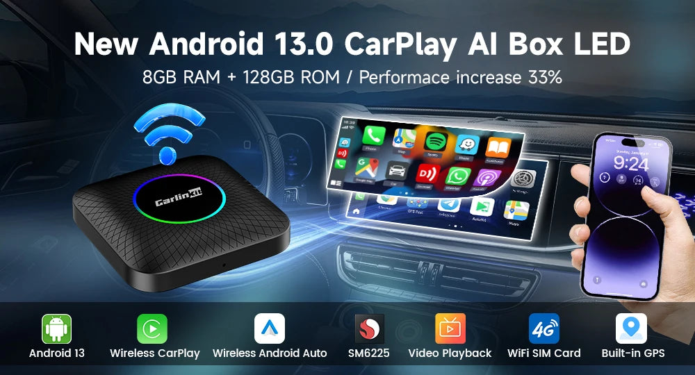 CarlinKit 5.0 Mini 5 Pro — Wireless CarPlay & Android Auto USB Dongle with WiFi & Bluetooth