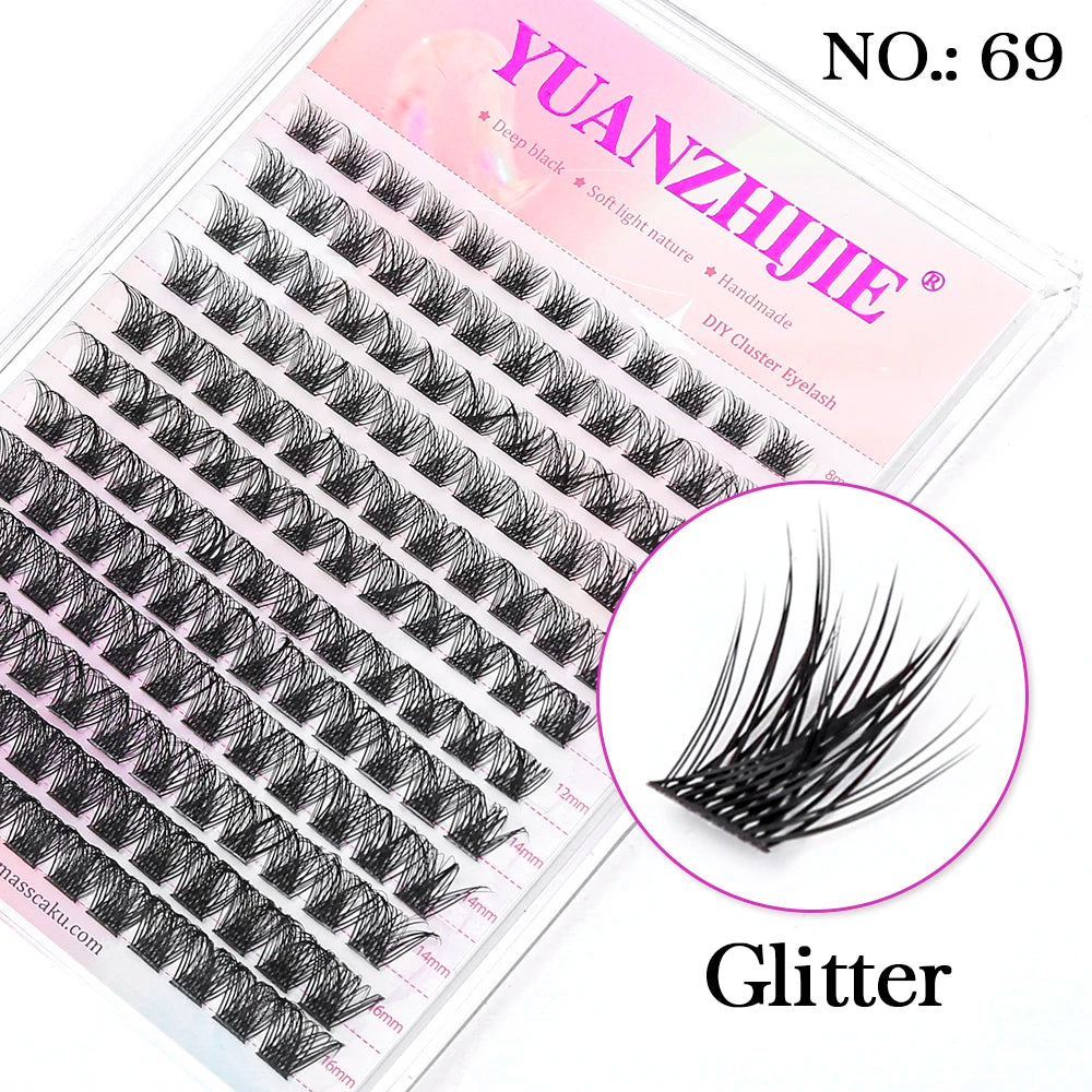 DIY 144 Cluster Lashes – Natural C/D Curl Individual Mink Eyelashes, Free Shipping, Home Makeup Supplies