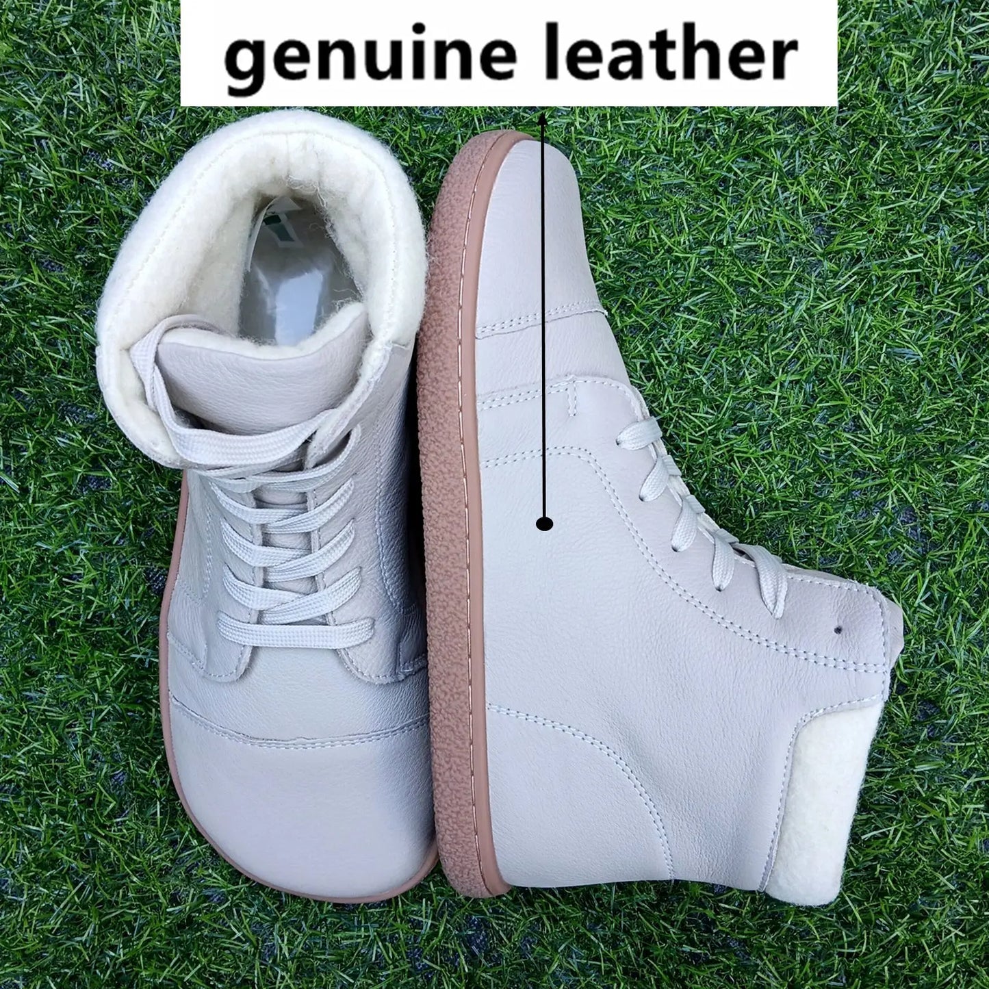 Barefoot Genuine Leather Boots with Wool Lining – Zero Drop, Wide Toe Box for Men & Women