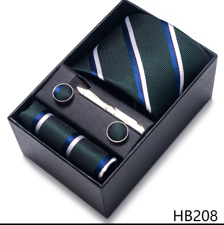 Men’s Tie and Pocket Square Gift Set – 2023 Mixed Colors Paisley Necktie in Box, Wedding Suit Accessory