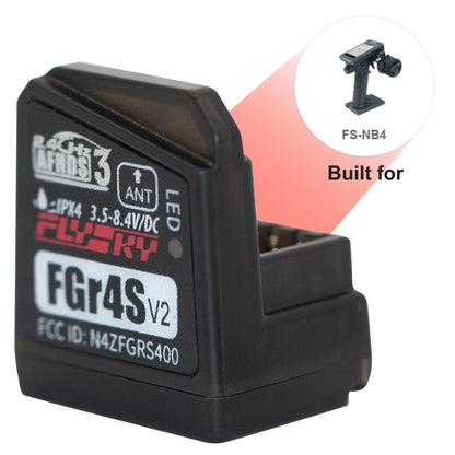 Flysky FGR4S V2 Receiver – AFHDS Single-Antenna, Bidirectional PWM/PPM/IBUS Output for Flysky NB4 & PL18 RC Transmitter