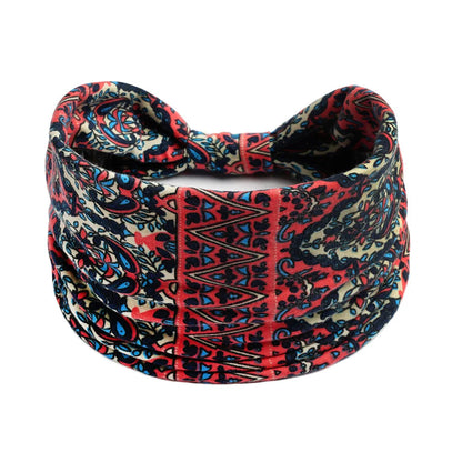 Bohemian Wide Cotton Stretch Headband for Women – Turban Headwrap, Bandage Hairband, Bandana Hair Accessories