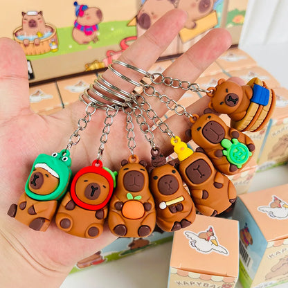 24pcs Capybara Blind Box Keychain — Cute Snot Bear Mystery Figures for Bags, Backpacks & Decorations