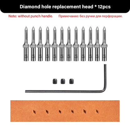 WUTA 3G Replaceable Leather Punch Heads – Diamond, Olive & Round Hole Pricking Irons for DIY Leathercraft