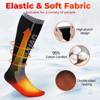 Electric Heated Socks with Remote – Rechargeable Thermal Warmers for Skiing, Snowboarding & Hiking