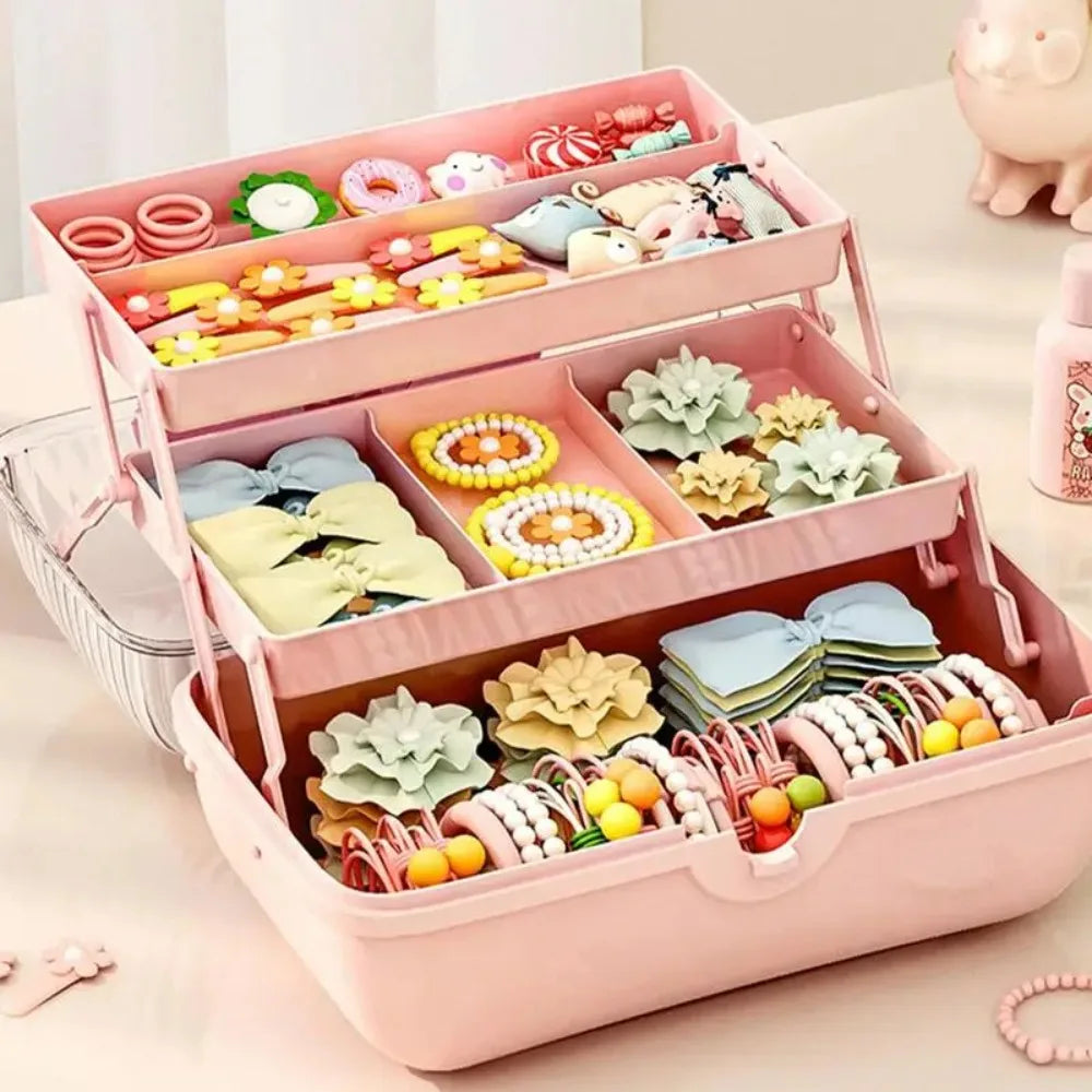 Multi-Layer Hairpin & Jewelry Storage Box — Cute Organizer for Girls’ Hair Accessories and Toys