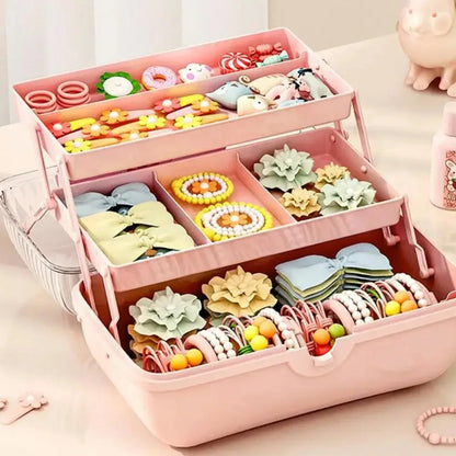 Multi-Layer Hairpin & Jewelry Storage Box — Cute Organizer for Girls’ Hair Accessories and Toys