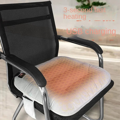 USB Graphene Heated Seat Cushion - Fast-Heating Car, Office and Home Chair Heating Pad for Everyday Comfort