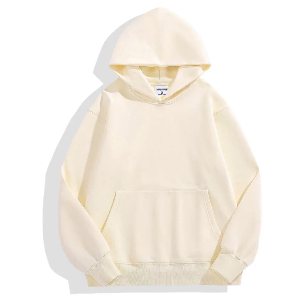 480gsm Heavyweight Cotton Fleece Hoodie – Unisex Plus Velvet Thick Pullover Sweatshirt with Hood
