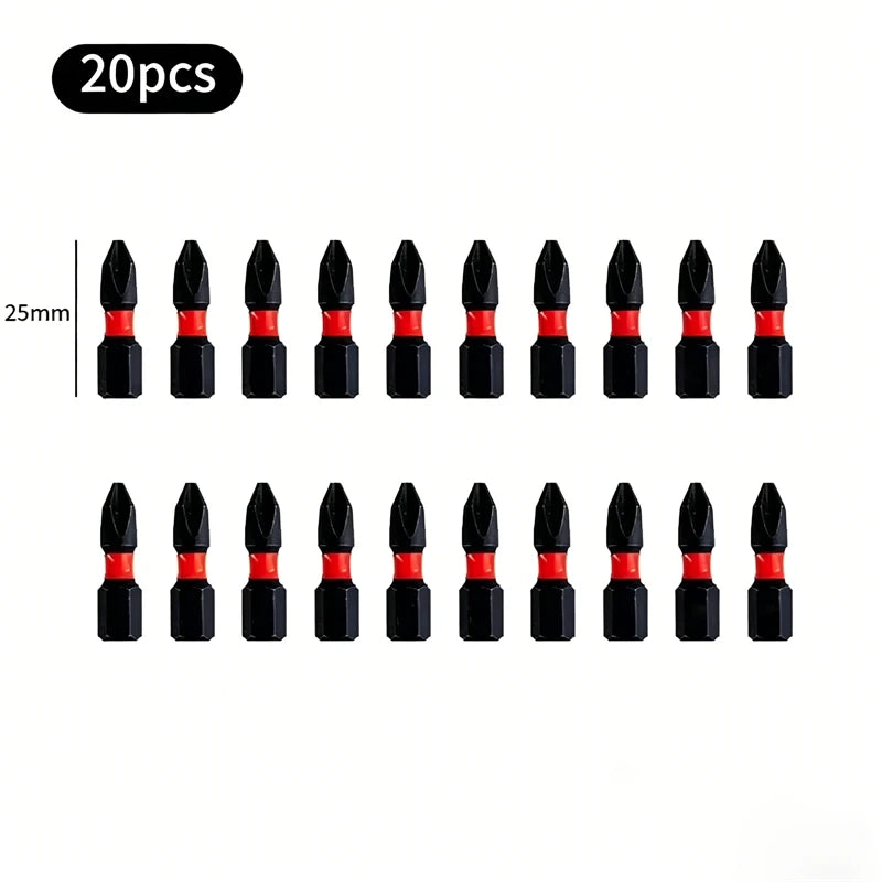 20PCS PH2 Magnetic Screwdriver Bit Set – 25mm Alloy Steel Anti-Slip Impact Phillips Drill Bits for Electric Screwdrivers & Outdoor Use