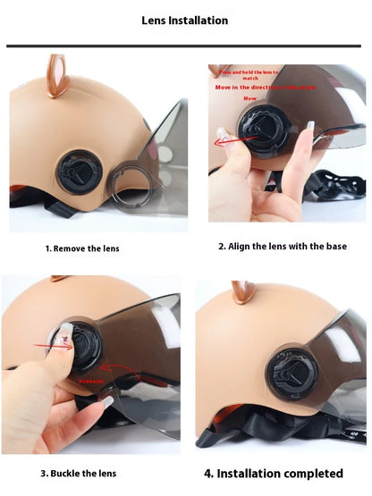 Cartoon Electric Car Helmet for Kids – Cute Half Helmet, Creative Safety Protective Gear for Children & Students