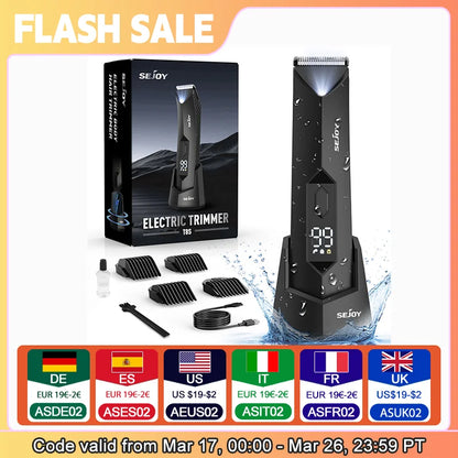 Sejoy Professional Men’s Hair Clippers – Electric Trimmer for Beard, Body, Groin & Pubic Hair Shaving